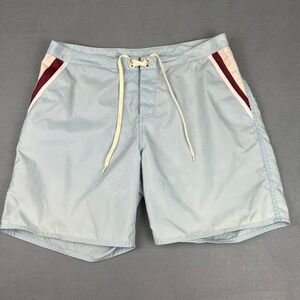 Surf RVCA Swim Trunks Board Shorts Size 32 Light Blue Burgundy